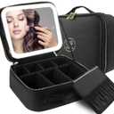 MOMIRA Travel Makeup Bag Cosmetic Bag Makeup Organizer Bag with Lighted Mirror, Adjustable Brightness in 3 Color Scenarios, Waterproof Makeup Train Case, Gift for Women - Black (Small)