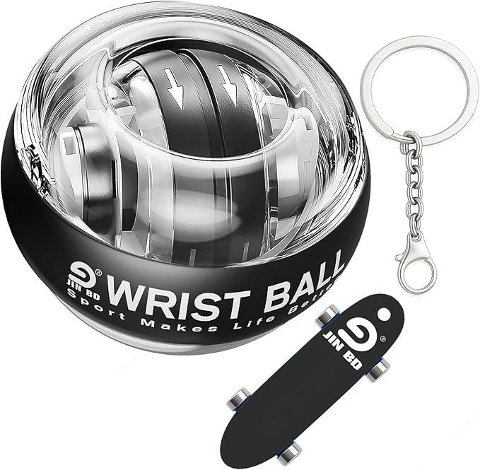 Wrist Trainer Ball Auto-Start Gyroscopic Forearm Exerciser Gyro Ball for Strengthen Arms, Fingers, Bones and Muscles（Black Wrist Ball (No LED)）