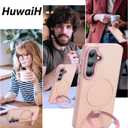 HuwaiH Magnetic Stand for Samsung Galaxy S25 Case, Military-Grade Protection, Anti-Fingerprint Anti-Scratch Translucent Matte Phone case for Samsung Galaxy S25(Pink)