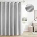 BOODII Linen Shower Curtain Neutral Linen Boho Farmhouse Shower Curtain with Hooks Morden Country Bathroom Decor Light Grey Weighted Burlap Cloth Shower Curtain Heavy Duty Fabric 200GSM 72x84