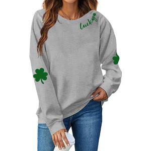 St Patricks Day Sweatshirt Women St Patricks Day Shirt Funny Shamrock Sweater Irish Lucky Long Sleeve Pullover Tops (L)