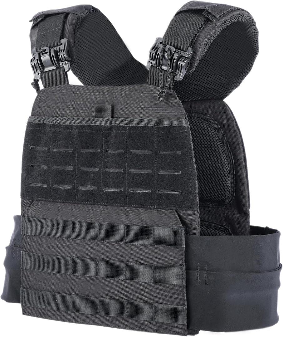 Adjustable Weighted Vest for Men & Women – Fitness Workout Vest with Removable Weights, Breathable Mesh, Secure Adjustable Straps for Running, Walking & Strength Training (Black)