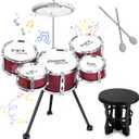 Upgraded Kids Drum Set, 5 Piece Toy Set for Toddlers 3-5 Band Rock Jazz Drum Musical Instrument Toys for Boys Girls Christmas Birthday Gifts