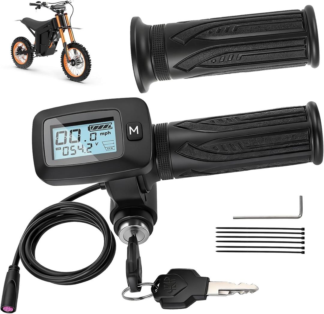 48V Ebike Throttle with M Button Key Replacement for Tuttio Soleil01 Electric Dirt Bike Tutto E Bike, Throttle Grips Kit with LED Display for Tutti Soleil 01 Electric Motorcycle Accessories