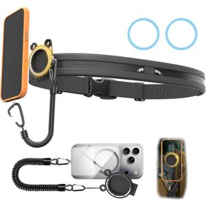 Upgraded N52 Magnetic Phone Holder with Universal Elastic Running Belt for Backpacks/Waist Bag Travel, Hiking, Rock Climbing, and Photography, Fits Phones, Keys, and Credit Cards