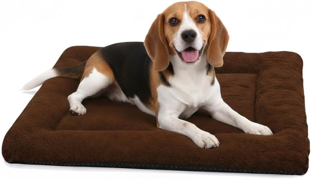 Dog Crate Pad 36 Inch, Washable Plush Crate Mat for Medium Dogs, Non Slip Kennel Pad for Metal Wire Crates, Cushioned Support for Indoor Use, Brown (36.0"L x 23.0"W x 1.5"Th)