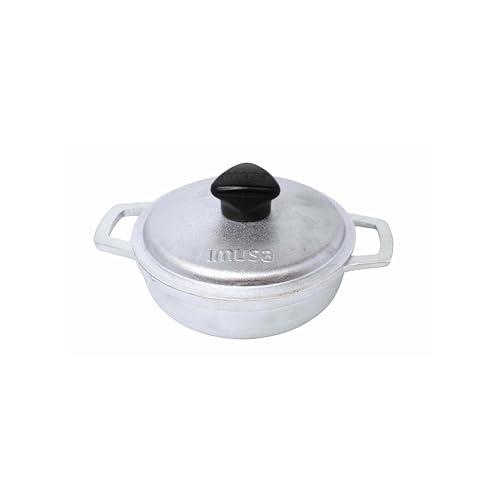 IMUSA 0.5Qt Mini Cast Aluminum Traditional Caldero Set with Lid,Silver