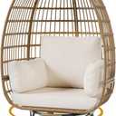 GAOMON 360 Swivel Wicker Egg Chair, Indoor Outdoor Rattan Lounge Chairs with Cushions for Indoor Living Room Bedroom Outside Patio Backyard Balcony