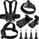 Accessories Set for GoPro Hero 13/12/11/10/9/8/7/6/5/4, Quick Release Head Strap Mount + Chest Mount Harness + 360Rotating Wrist Strap + Backpack Clip Holder