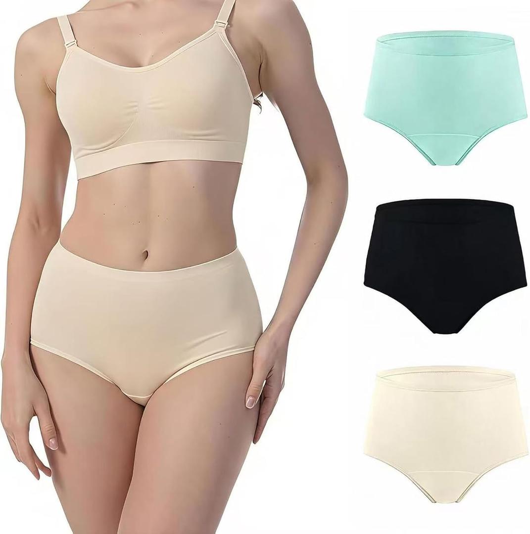 Incontinence Underwear for Women Leak Proof & Washable 3-Pack L | 6-Layer Absorbency 60ml, Cotton-Rich & Breathable, Reusable, Postpartum, Bladder Control, Daily Protection Briefs, Large