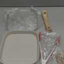 Foorey Home Grill Pan with Lid Non Stick Griddle Pan for Stove Top Indoor Cooking Steak Pan Square Aluminum Skillet Grilling Induction Compatible with Tong White 7.48 inches