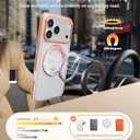 TORRAS 360 Magnetic Stand for iPhone 17 Pro Max Case, [Fit for MagSafe] [4X Military-Grade Protection] Slim Case for iPhone 17 Pro Max 6.9" 2025, Clear-Orange, Ostand O3 Fitness Series