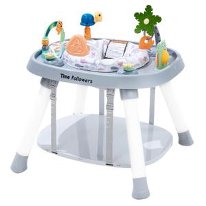 Time Followers 4-in-1 Baby Activity Center | 3 Stage Grow Stationary Standing Toddler Play Table | Tummy Time,Exersaucer, Jumpers & Bouncers | Babies Essential for Baby Ages 6M+ (Grey)