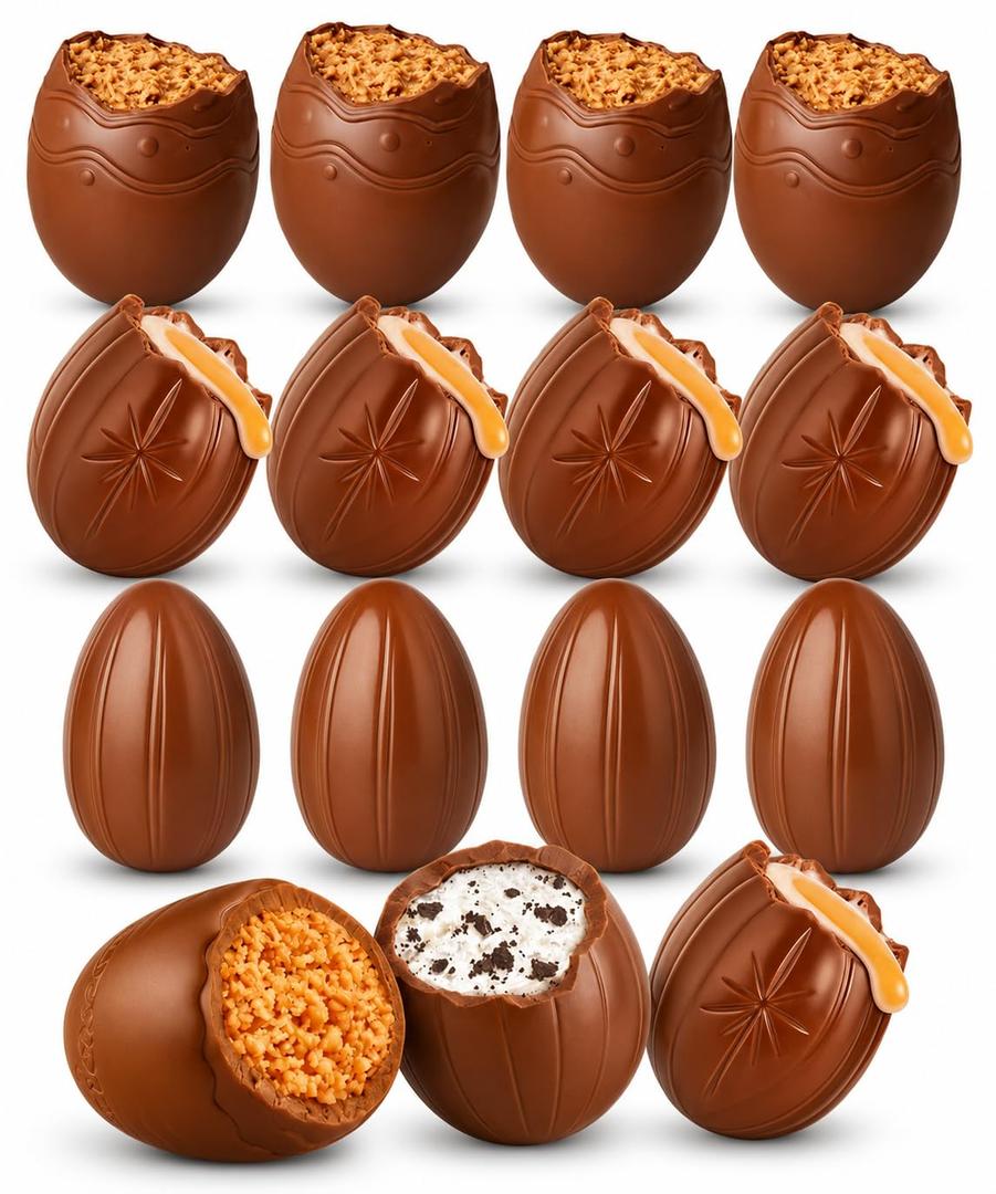 2 x Easter Chocolate Eggs 12 Count - Cookies n Cream & Creme Filled Chocolate Eggs, Large Assorted Easter Chocolate Candy Eggs for Baskets, Egg Hunts & Holiday Candy Treats (EXP 08/31/27)