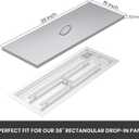 Stanbroil Fire Pit Burner Pan Cover 39" x 15", Fits 36 x12 Inches Rectangular Drop-in Burner Pan, Stainless Steel