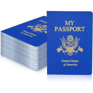 30 Pcs Blank Passport Notebook Blue Passport Book Fake Passport Travel Journal Sticker Collection Book for Kids School Projects World Travel Pretend Activity Party Favors, 5.51x3.9 Inch