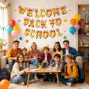 4 x Welcome Back to School Banner - Back to School Banner for Back to School Decorations - Bow Pencil Banner for First Day of School Decorations Classroom School Decorations Supplies Home Photo Backdrop