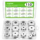 110 Pcs 304 Stainless Steel Metal Flat Washers for Screws and Bolts, Fender Washers Assortment Kit (12 Sizes M3-M12) for Automotive, Industrial & Home Use