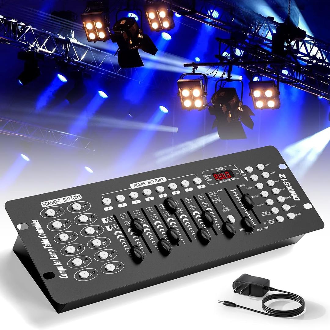 192 DMX Controller Use for Editing Program of Stage Lighting,DMX 512 DJ Controller Stage Light Controller Panel DMX Console for Party Music Show Christmas and Halloween (Black (1 Pack)