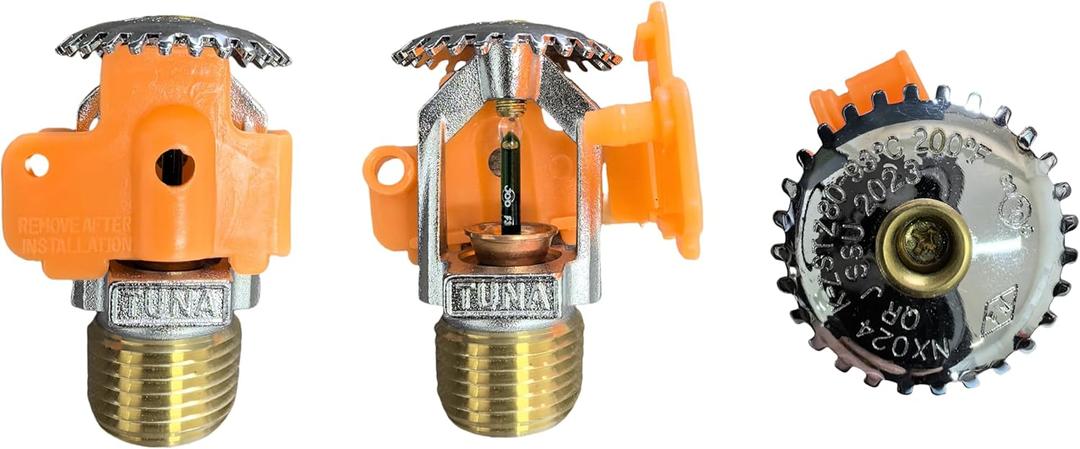 Fire Sprinkler Head Quick Response Upright Spray - FM Approved & UL Listed 1/2" NPT 200(93) K=5.6 (K80/metric) Quick Response for Automatic Fire Sprinkler System (6, Chrome)
