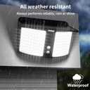 intelamp Solar Motion Sensor Light, Security Flood Light with Remote Control, Dual Color 3000K/6500K, 180 Radar Detection Sensor, IP65 Waterproof Wall Light for Porch, Garden, Yard, Garage, Fence