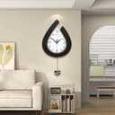 Large Decorative Wall Clock for Living Room Decor Big Pendulum Modern Wall Clock for Kitchen Bedroom Bathroom Non Ticking Silent Clock Wall Decor Battery Operated for Home 31.5 Inch