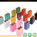 qiqee 32-Packs Paper Bags with Handles Bulk 8.26"6"3.15" Small Gift Bags 16 Different Senior Color Bags Multiple UsesSmall Size
