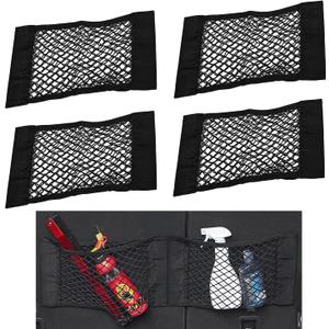 Universal Mesh Cargo Net Storage Net Wall Sticker Organizer Pouch Bag Storage Mesh Net for Car Trunk Storage Add On Organizers for Car Truck (15" x 9.5"(4 Packs))