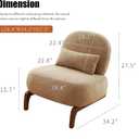 KEIKI Velvet Accent Chair, Armless Cloud Chair with Solid Wood Legs, Cozy Single Sofa Chair for Living Room, Bedroom, Balcony, or Waiting Room, Camel