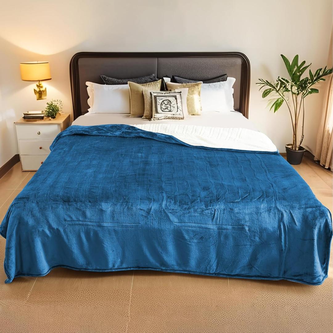Electric Heated Blanket Full Size - 72"x84", Soft Flannel Heating Blanket, 10 Heating Levels, 1-12 H Auto Shut Off, Breathable Warm and Washable for Bed, Lake Blue
