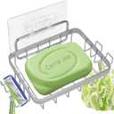 Carrie Joe Soap Dish Holder, No Drilling, 304 Rustproof Stainless Steel, Wall Mounted Soap Holder Soap Tray Bar Soap Sponge Holder for Bathroom & Kitchen (Silver)