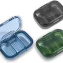 3 Pack 3 Compartment Pill Box, Moisture Proof Pill Case, Travel Pill Organizer for Pocket Purse, Daily Portable Medicine Vitamin Box, Fish Oil Box, Supplement Box