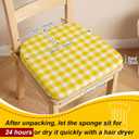 Geetery 4 Pack D-shaped Checkered Chair Cushion for Dining 17"x16"x2" Thick Buffalo Plaid Nonslip Chair Pad with Ties and Removable Cover for Home Outdoor Patio Room Indoor Seat Cushion (Yellow White)