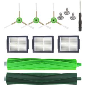 Replacement Parts for iRobot Roomba - Multi-Surface Rubber Brushes, HEPA Filters, Edge-Sweeping Brushes - Compatible with i Series (i3/i4/i6/i7/i8), J7, E Series (E5/E6/E7) Vacuum Cleaners
