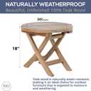 Teak Wood Folding 20”-Inch Outdoor Coffee Table - Perfect for Camping & Outdoor Entertaining - Ideal for Backyard, Front Porch, Balcony (Round), Round, 20-inch diameter x 18-inch height