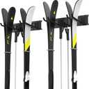 WALMANN Wall Mounted Ski Rack, Garage Ski Storage for 4 Pairs of Skis Mount Hanger Home Shed and Garage Snowboard Wall Rack Holds Up to 200 lbs