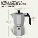 Cafe Du Chateau Moka Pot Espresso Maker - Makes 6 Espresso Cups - Stovetop Coffee Percolator with Clip Measuring Spoon - Ideal Cuban & Italian Coffee Maker