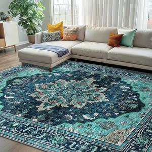 RELEANY Washable Area Rug, 7'x10', Teal
Non-Slip, Water Repellent, Pet Friendly, Easy to Clean, Vintage Floral Boho Decor for Living Room Bedroom Dining Room Office