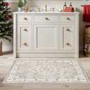 Washable 2x4 Entryway Area Rugs: Vintage Water Resistant Kitchen Rug Non-Slip Durable Doormat Ultra Soft Living Room Bedroom Carpet Indoor Low Pile Floor Mat for Bathroom Dining Room(2x4,Beige)