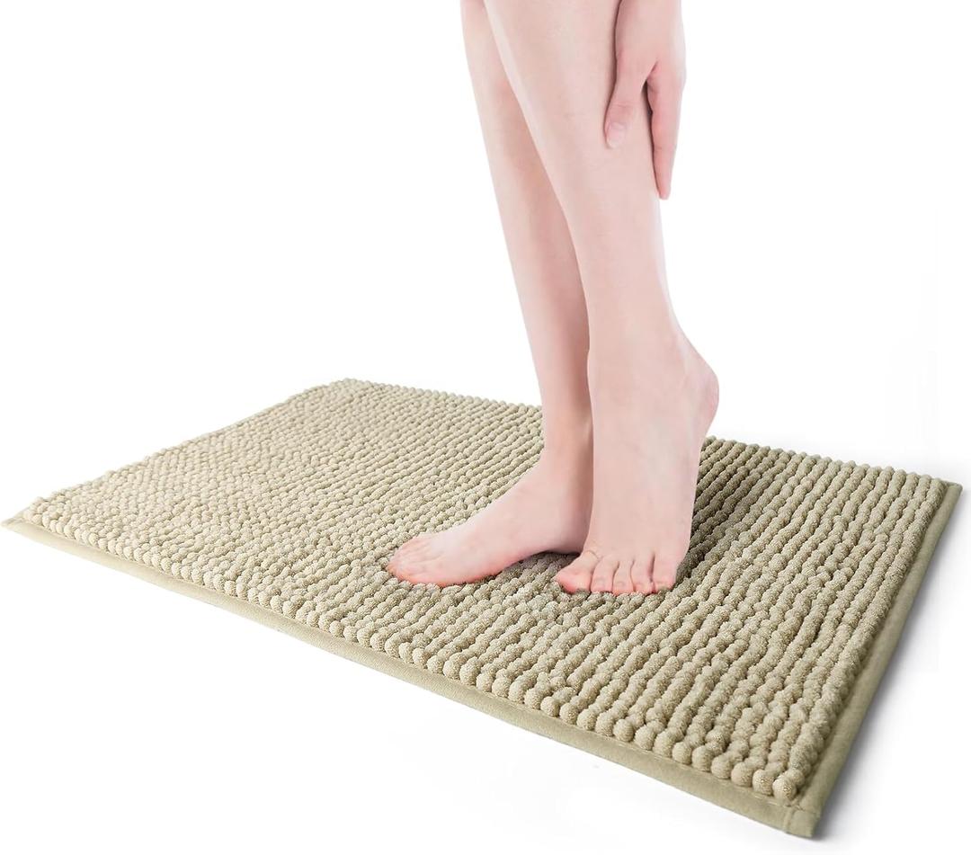 Bathroom Rugs, Floor Mats, Shower Mats, Kitchen Mats, Doormats 16 x 23 inches, Washable (Beige)