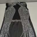 Sexy Rhinestone Crystal Mesh Patchwork Sheer Bodycon Dress Womens See-Through Birthday Clubwear Dresses (Black10)