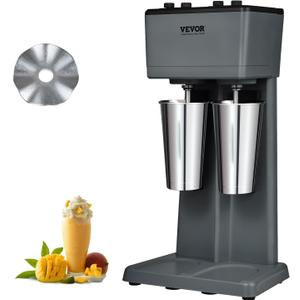 VEVOR Milkshake Maker, 375W x 2 Electric Milkshake Machine, Double Heads Drink Mixer Blender Machine, 3-Speed Milkshake Mixer with 2 x 820 ml Stainless Steel Cups, for Commercial and Home