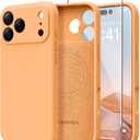 Magnetic for iPhone 17 Pro Max Case, Compatible with MagSafe, [Full Camera Protection][Screen Protector] Silicone Shockproof Protective Phone Case for iPhone 17 Pro Max 6.9", Cantaloupe