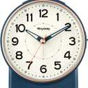 4" Retro Analog Alarm Clock, Battery OperatedVintage Decor for Bedroom, Nightstand, Bedside, Desk,Table,Easy Setup, Silent Non Ticking, Lighted on Demand and Snooze,Blue