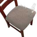 Genina Waterproof Seat Covers for Dining Room Chairs, Stretch Chair Seat Covers Removable Washable Dinning Room Kitchen Chair Cushion Slipcovers (Leaves-Taupe, 4 PCS)