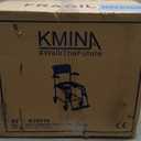 KMINA PRO - Shower Chair with Wheels for Elderly (Version 2.0 Improved Brakes), Adjustable Commode Wheelchairs, Rolling Chair Blue