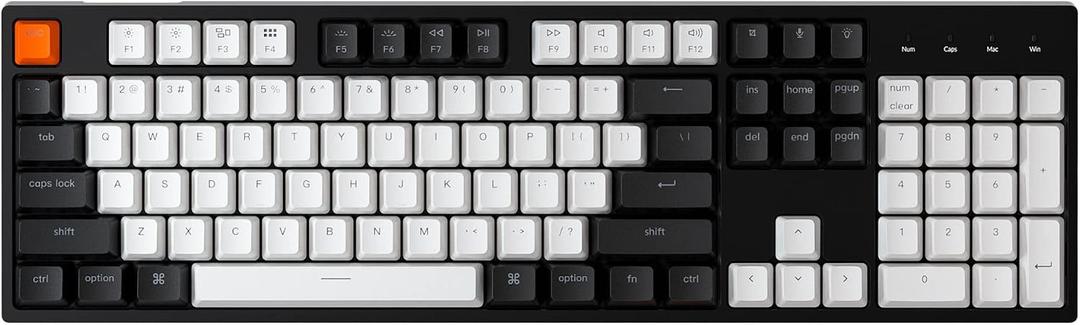 Keychron C2 Full Size Wired Mechanical Keyboard for Mac, Hot-swappable, Gateron G Pro Red Switch, White Backlight, 104 Keys ABS keycaps Gaming Keyboard for Windows,Type-C Braid Cable