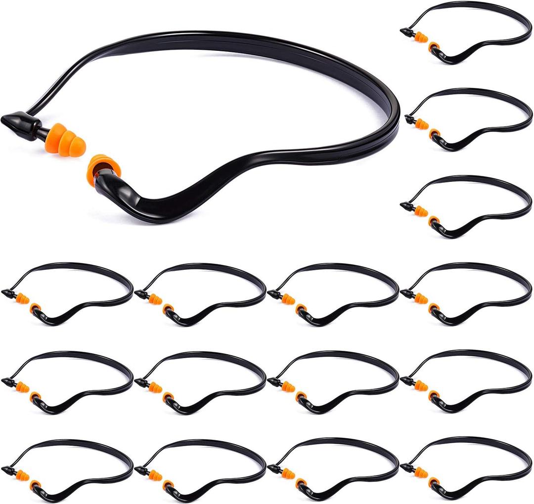 BBTO Banded Earplugs for Shooting Range Band Ear Plugs Lightweight Silicone Earplugs for Hearing Protection, Noise Reduction, Work, Construction, Sleeping, Concerts, Sports Racing(Orange,16 Pcs)