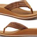 COFACE Womens Flip Flops with Arch Support Ladies Fashion Lightweight Wedge Flip Flops Comfortable Yoga Mat Sole Summer Platform Thong Sandals (7, Khaki)