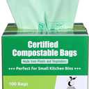Primode Compostable Bags, 8 Gallon (30L) Food Scraps Yard Waste Bags, 100 Count, Extra Thick 0.85 Mil. ASTM D6400 Compost Bags Small Kitchen Trash Bags, Certified by BPI & TV AUSTRIA